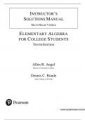 Elementary Algebra for College Students &lpar;10th Edition&rpar; by Allen R&period; Angel & Dennis C&period; Runde &ndash; Complete Solutions Manual for All Chapters