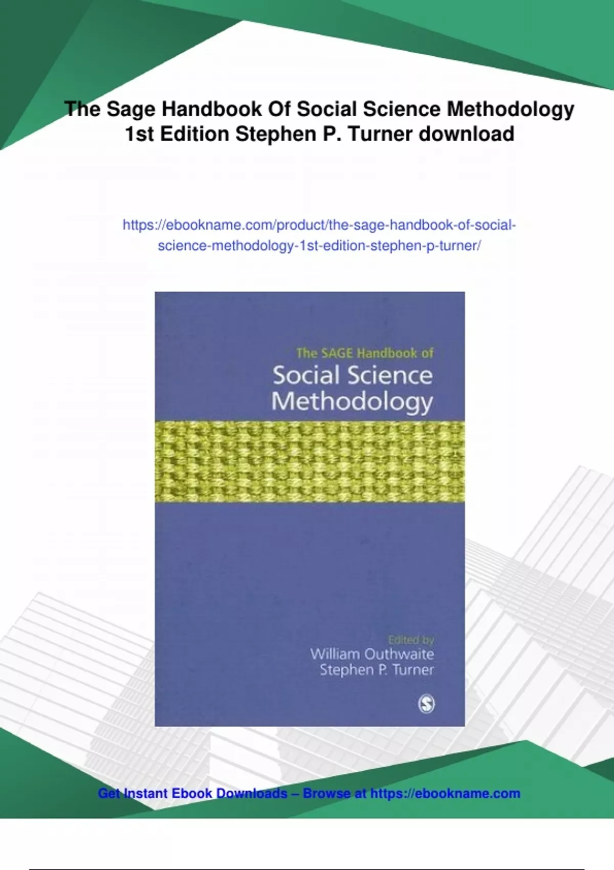 Summary The Sage Handbook Of Social Science Methodology 1st Edition ...