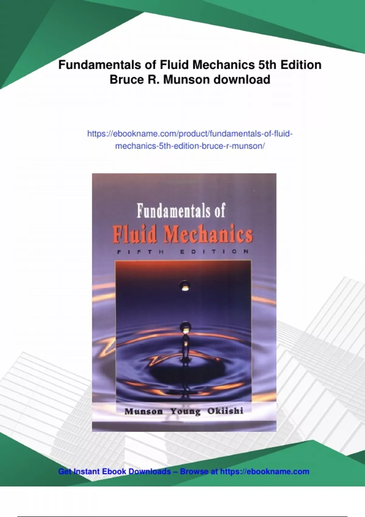 Summary Fundamentals of Fluid Mechanics 5th Edition Bruce R. Munson ...