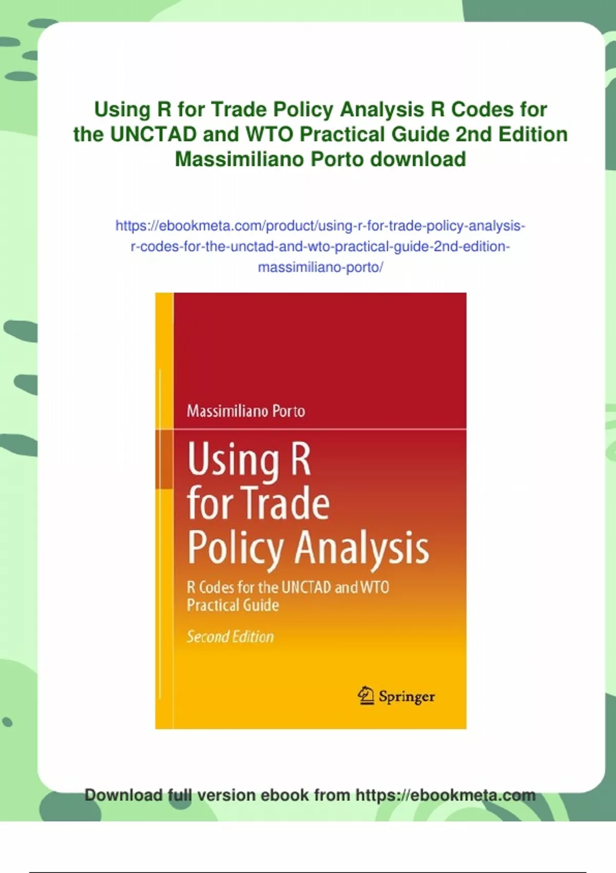 Summary Using R for Trade Policy Analysis R Codes for the UNCTAD and ...