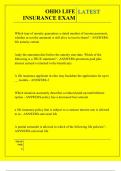 OHIO LIFE INSURANCE EXAM QUESTIONS AND ANSWERS 2025 