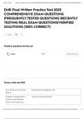 EMR Final Written Practice Test 2025 COMPREHENSIVE EXAM QUESTIONS &vert;FREQUENTLY TESTED QUESTIONS &vert;RECENTLY TESTING REAL EXAM QUESTIONS&vert;VERIFIED SOLUTIONS &lpar;100&percnt; CORRECT&rpar;