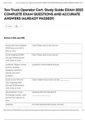 Tow Truck Operator Cert&period; Study Guide EXAM 2025 COMPLETE EXAM QUESTIONS AND ACCURATE ANSWERS &vert;ALREADY PASSED&excl;&excl;