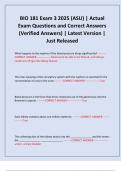 BIO 181 Exam 3 2025 &lpar;ASU&rpar; &vert; Actual Exam Questions and Correct Answers &lpar;Verified Answers&rpar; &vert; Latest Version &vert; Just Released
