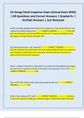 CA Smog Check Inspector Exam &lpar;Actual Exam 2025&rpar; &vert; All Questions and Correct Answers &vert; Graded A&plus; &vert; Verified Answers &vert; Just Released