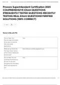Procore Superintendent Certification 2025 COMPREHENSIVE EXAM QUESTIONS &vert;FREQUENTLY TESTED QUESTIONS &vert;RECENTLY TESTING REAL EXAM QUESTIONS&vert;VERIFIED SOLUTIONS &lpar;100&percnt; CORRECT&rpar;