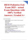 HESI Pediatrics Exit Exam 2025 &ndash; actual Exam Questions with 100&percnt; Verified Answers &vert; Graded A&plus;