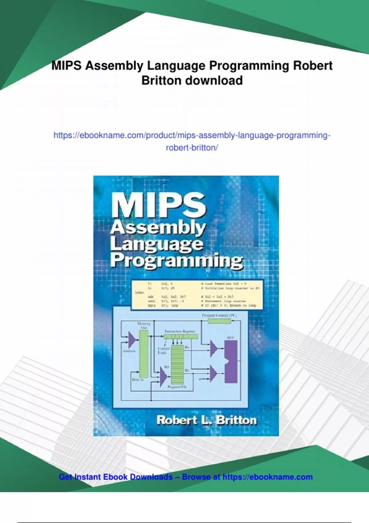 Summary MIPS Assembly Language Programming Robert Britton - Instant ...