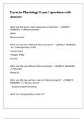 Exercise Physiology Exam 1 questions with answers