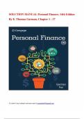 SOLUTION MANUAL Personal Finance&comma; 14th Edition By E&period; Thomas Garman&comma; Chapter 1 - 17