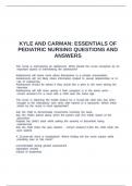 KYLE AND CARMAN&colon; ESSENTIALS OF PEDIATRIC NURSING QUESTIONS AND ANSWERS