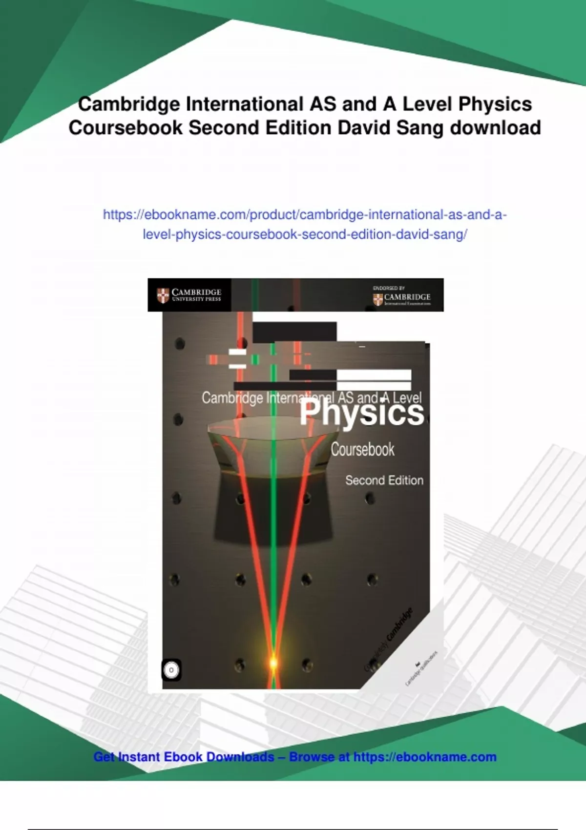 Summary Cambridge International AS and A Level Physics Coursebook ...