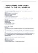 Essentials of Public Health Research Methods Test Bank with verified Q&A