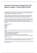 Hartman-s Nursing Assistant Care The Basics Chapter 7 Exam QUES & ANS
