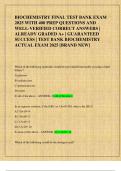 BIOCHEMISTRY FINAL TEST BANK EXAM  2025 WITH 400 PREP QUESTIONS AND  WELL-VERIFIED CORRECT ANSWERS &vert;  ALREADY GRADED A&plus; &vert; GUARANTEED  SUCCESS &vert; TEST BANK BIOCHEMISTRY  ACTUAL EXAM 2025 &lbrack;BRAND NEW&rsqb;