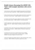 Health Sciences Reasoning Test &lpar;HSRT-AD&rpar; Topics with Examples Questions with correct answers&period;