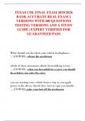 TEXAS CDL FINAL EXAM 2025&sol;2026  BANK ACCURATE REAL EXAM 2  VERSIONS WITH 400 QUESTIONS  TESTING VERSIONS AND A STUDY  GUIDE &vert; EXPERT VERIFIED FOR  GUARANTEED PASS