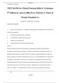TEST BANK for Clinical Nursing Skills & Techniques  9th Edition by Anne Griffin Perry&comma; Patricia A&period; Potter &  Wendy Ostendorf A&plus;  Chapter 01&colon; Using Evidence in Practice  MULTIPLE CHOICES  1&period; 