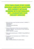 OTPS FINAL EXAM STUDY GUIDE  2025&sol;2026 COMPLETE QUESTIONS  AND CORRECT DETAILED  ANSWERS WITH RATIONALES &vert;&vert;  100&percnt; GUARANTEED PASS  <RECENT VERSION> 
