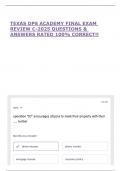 TEXAS DPS ACADEMY FINAL EXAM REVIEW C-2025 QUESTIONS & ANSWERS RATED 100&percnt; CORRECT&excl;&excl;