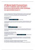 ATI Mental Health Proctored Exam Exam  BUNDLE