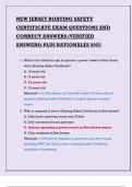NEW JERSEY BOATING SAFETY  CERTIFICATE EXAM QUESTIONS AND  CORRECT ANSWERS &lpar;VERIFIED  ANSWERS&rpar; PLUS RATIONALES 2025
