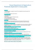 Texas Department of Agriculture Pesticide Applicator's study guide questions and answers Rated A 2025&2026