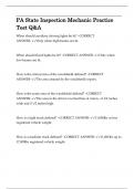 PA State Inspection Mechanic Practice Test Verified Q&A Study Guide for Certification &period;