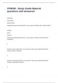 CPMSM - Study Guide Material questions well answered