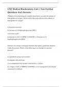 UNE Medical Biochemistry Unit 1 Test&colon;  detailed questions and correct answers covering all essential topics&period;