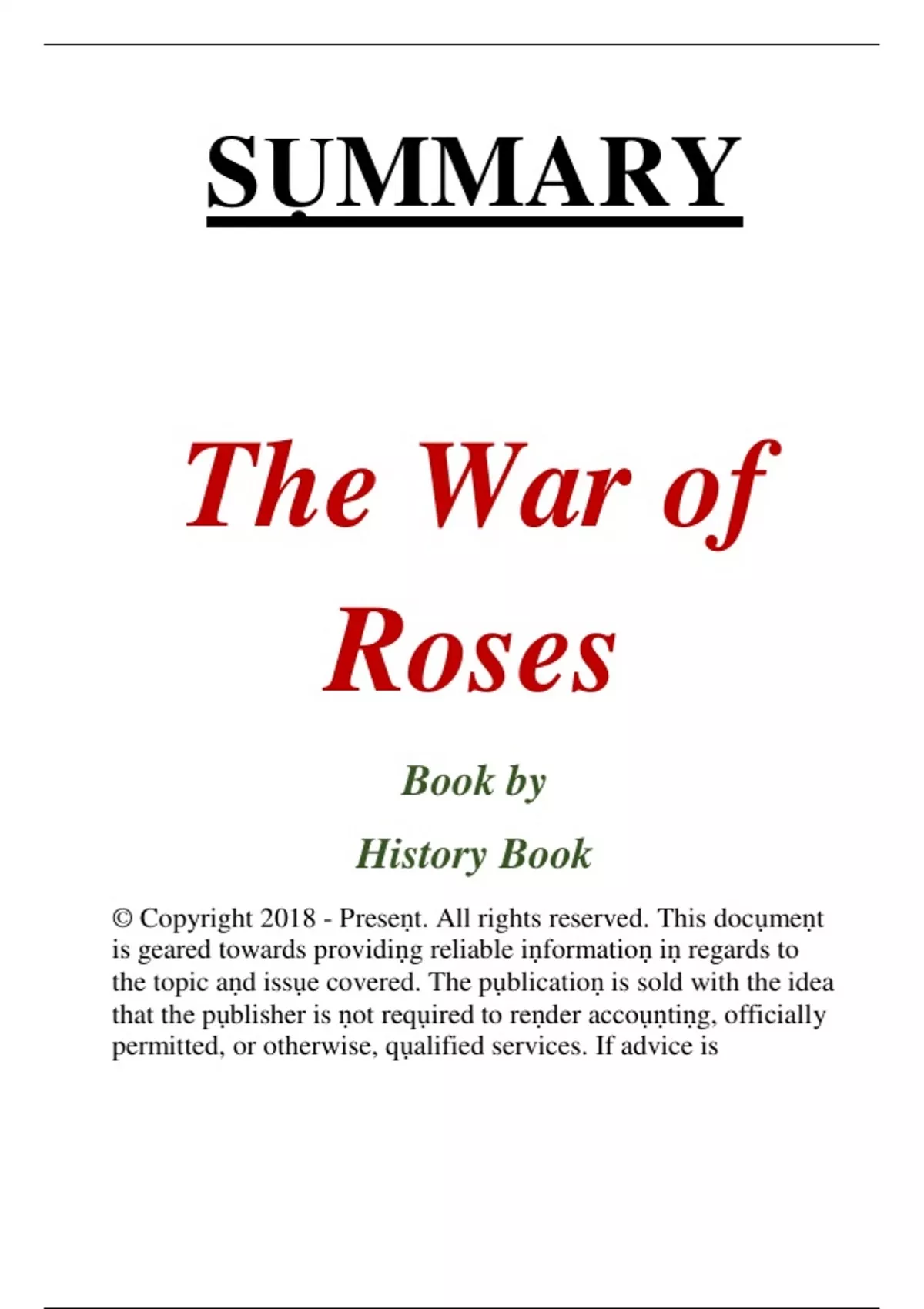 Summary Wars of the Roses: A-level Information Booklet - Wars of the ...