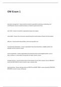 OM Exam 1 Questions and Answers