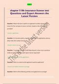 chapter 5 life insurance license test  Questions and Expert Answers the  Latest Version