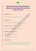 Edexcel AS Level Maths Statistics  Questions and Expert Answers the  Latest Version