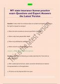 NY state insurance license practice  exam Questions and Expert Answers  the Latest Version 