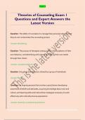 Theories of Counseling Exam 1  Questions and Expert Answers the  Latest Version 