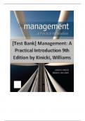 &lbrack;Test Bank&rsqb; Management A Practical Introduction 9th Edition by Kinicki&comma; Williams&period;