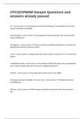 CPCS&sol;CPMSM Sample Questions and answers already passed