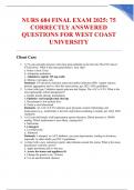 NURS 684 FINAL EXAM 2025&colon; 75 CORRECTLY ANSWERED QUESTIONS FOR WEST COAST UNIVERSITY