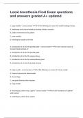 Local Anesthesia Final Exam questions and answers graded A&plus; updated