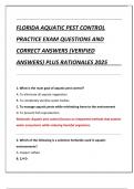 FLORIDA AQUATIC PEST CONTROL  PRACTICE EXAM QUESTIONS AND  CORRECT ANSWERS &lpar;VERIFIED  ANSWERS&rpar; PLUS RATIONALES 2025