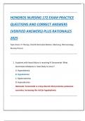 HONDROS NURSING 172 EXAM PRACTICE  QUESTIONS AND CORRECT ANSWERS  &lpar;VERIFIED ANSWERS&rpar; PLUS RATIONALES  2025