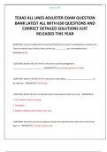 TEXAS ALL LINES ADJUSTER EXAM QUESTION BANK LATEST ALL WITH 650 QUESTIONS AND CORRECT DETAILED SOLUTIONS JUST RELEASED THIS YEAR