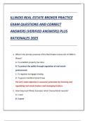 ILLINOIS REAL ESTATE BROKER PRACTICE  EXAM QUESTIONS AND CORRECT  ANSWERS &lpar;VERIFIED ANSWERS&rpar; PLUS  RATIONALES 2025