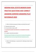 INDIANA REAL ESTATE BROKER EXAM  PRACTICE QUESTIONS AND CORRECT  ANSWERS &lpar;VERIFIED ANSWERS&rpar; PLUS  RATIONALES 2025