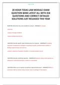20 HOUR TEXAS LAW MODULE EXAM QUESTION BANK LATEST ALL WITH 350 QUESTIONS AND CORRECT DETAILED SOLUTIONS JUST RELEASED THIS YEAR