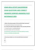 IOWA REAL ESTATE SALESPERSON  EXAM QUESTIONS AND CORRECT  ANSWERS &lpar;VERIFIED ANSWERS&rpar; PLUS  RATIONALES 2025