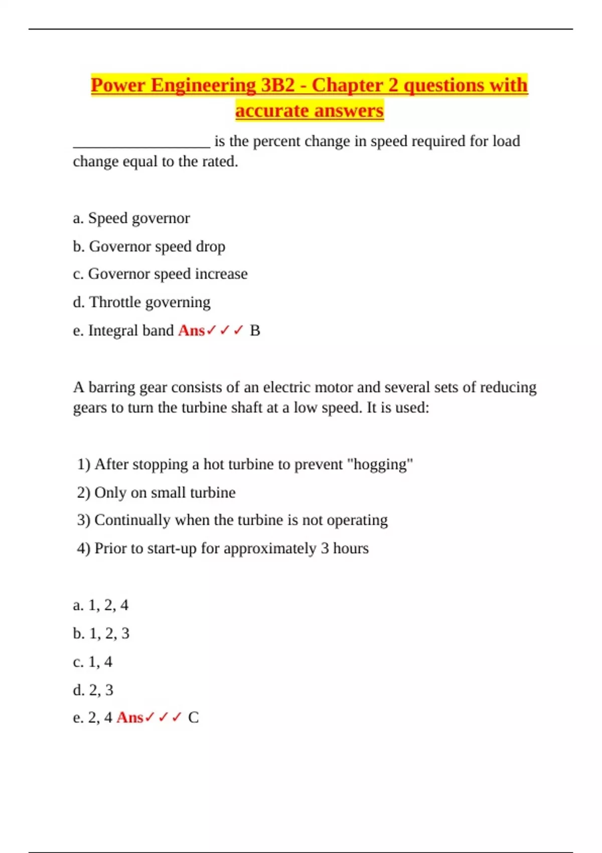 Power Engineering 3B2 – Chapter 2 Turbine Operation and Governing ...
