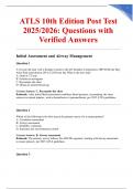 ATLS 10th Edition Post Test 2025&sol;2026&colon; Questions with Verified Answers