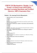 CHEM 210 Biochemistry Module 1 to 8 Exams' & Final Exam &lpar;2025&sol;2026&rpar; Portage Learning Questions and Verified Answers&comma; 100&percnt; Guarantee Pass